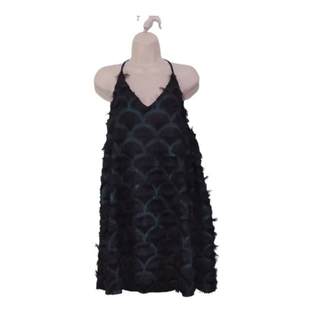 Glam Women's Dress Jacquard Sling #GD1165 Mini Size L Iridescent Green & Black